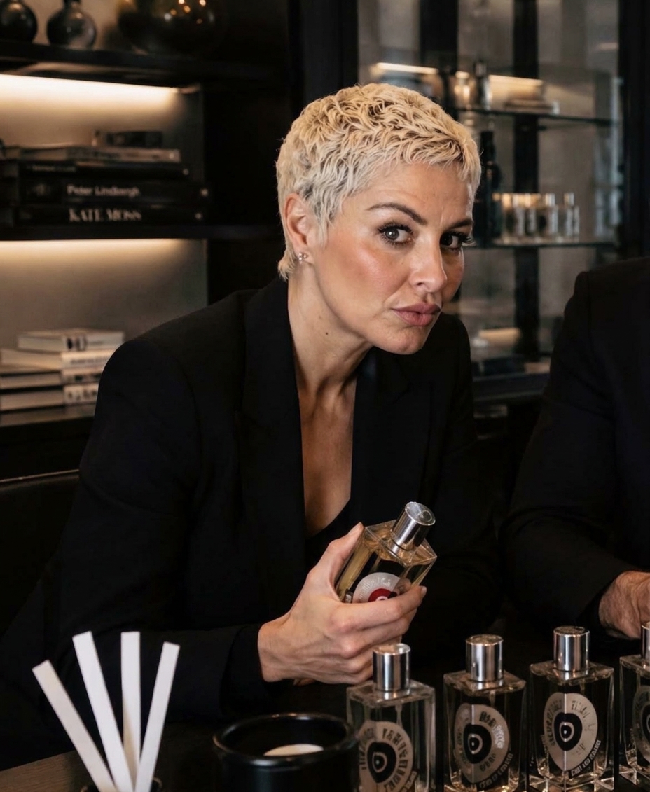 Seray Izlemek, founder of Insight, at a fragrance counter